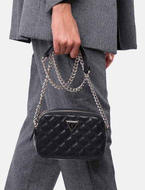 Жіноча сумка крос-боді Guess з екошкіри чорна стьобана - фото 2 - Miraton