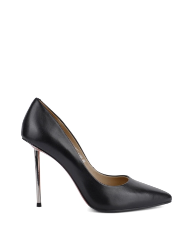 Жіночі туфлі з гострим носком шкіряні чорні фото 1