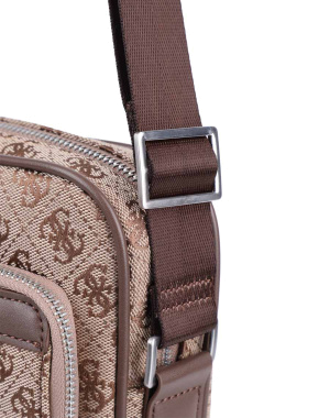 Мужская сумка мессенджер Guess из экокожи бежевая - фото 4 - Miraton