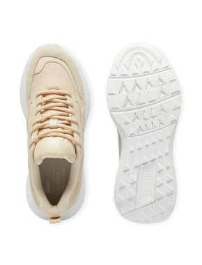 Женские кроссовки Lacoste L003 кожаные бежевые - фото 5 - Miraton