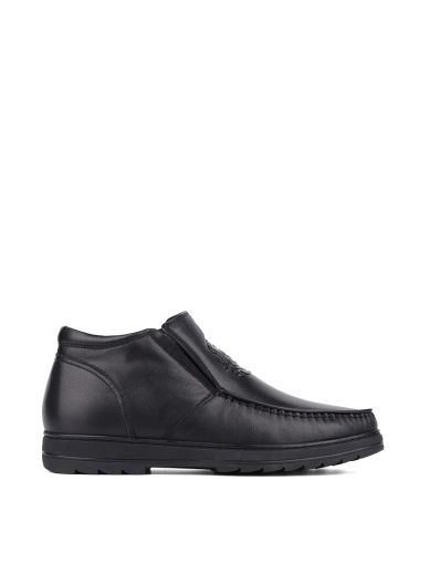 Мужские ботинки черные кожаные с подкладкой из натурального меха фото 1