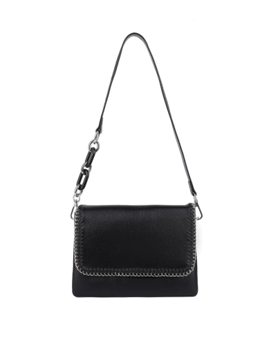 Женская сумка кросс-боди MIRATON кожаная черная с цепочкой фото 1