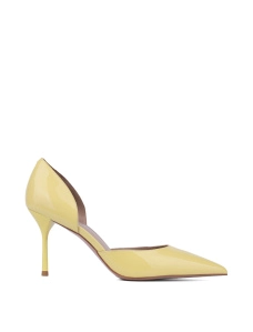 Женские туфли с острым носком лаковые желтые - фото  - Miraton