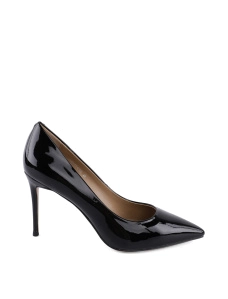 Женские туфли лаковые черные с острым носком - фото  - Miraton