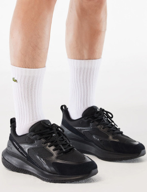 Мужские кроссовки Lacoste велюровые черные - фото 7 - Miraton