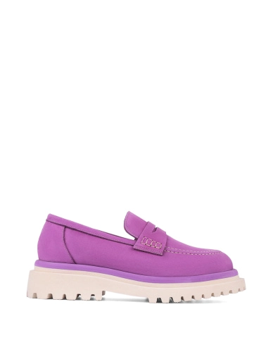 Жіночі туфлі лофери велюрові фіолетові фото 1
