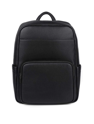 Рюкзак MIRATON кожаный черный с внешним карманом фото 1