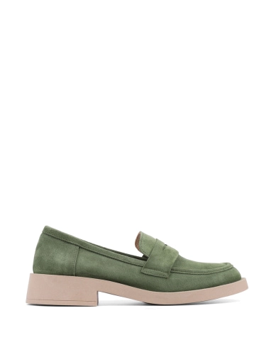 Жіночі туфлі лофери Attizzare замшеві зелені фото 1