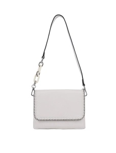 Женская сумка кросс-боди MIRATON кожаная белая с цепочкой - фото  - Miraton