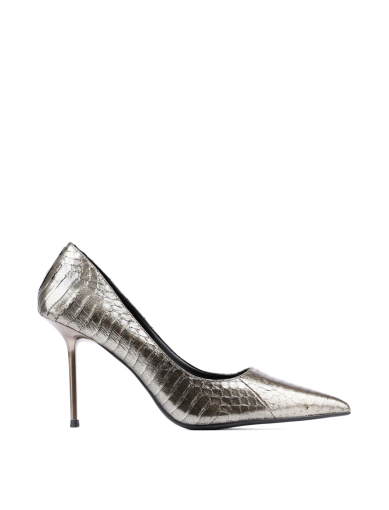 Женские туфли с острым носком бронзовые кожаные фото 1