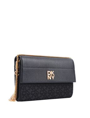 Женская сумка кросс-боди DKNY из экокожи черная с цепочкой - фото 3 - Miraton