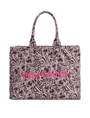 Женская сумка 2 в 1 Juicy Couture тканевая бежевая - фото 1 - Miraton