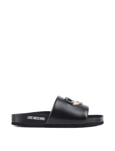 Жіночі шльопанці Love Moschino шкіряні чорні - фото  - Miraton