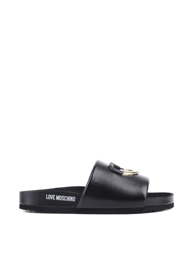 Женские шлепанцы Love Moschino кожаные черные фото 1