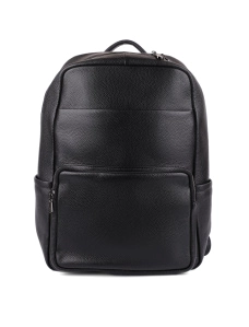 Рюкзак MIRATON кожаный с накладным карманом чёрный - фото  - Miraton