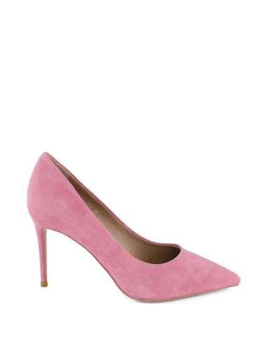 Жіночі туфлі велюрові рожеві з гострим носком фото 1