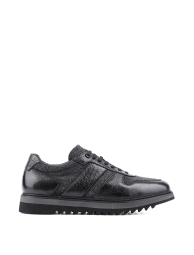 Мужские туфли спортивные черные кожаные с подкладкой из войлока фото 1