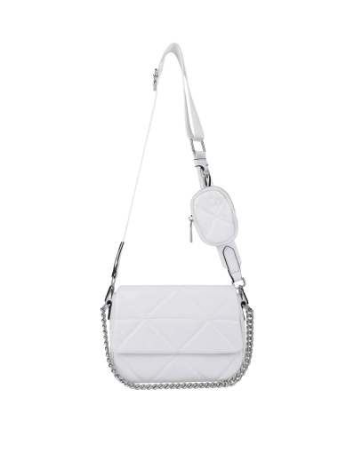 Женская сумка кросс-боди MIRATON кожаная белая стеганая фото 1