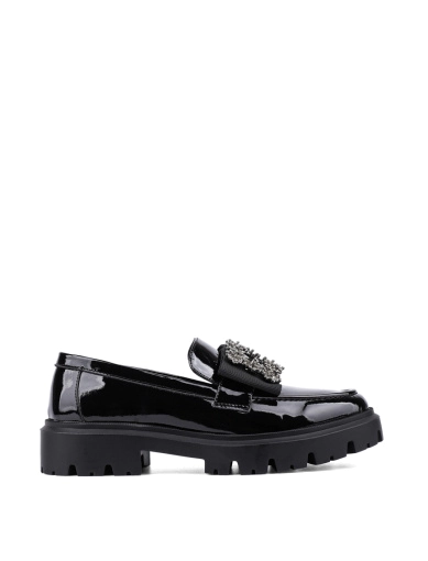 Жіночі туфлі лофери чорні наплакові фото 1