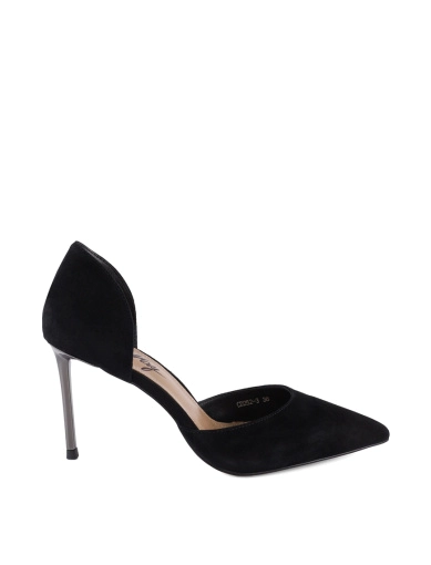 Женские туфли велюровые черные с острым носком фото 1