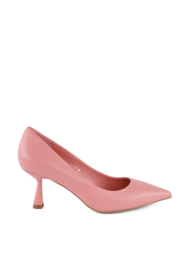 Женские туфли кожаные розовые с острым носком фото 1