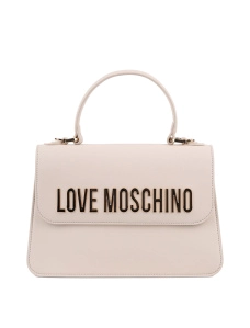 Женская сумка тоут Love Moschino из экокожи бежевая с логотипом - фото  - Miraton