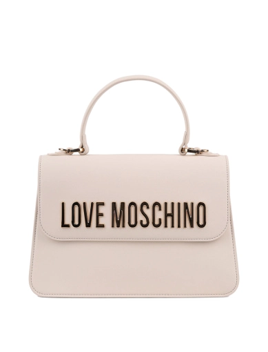 Женская сумка тоут Love Moschino из экокожи бежевая с логотипом фото 1