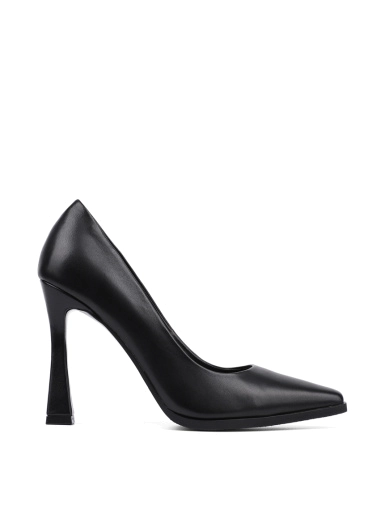 Женские туфли-лодочки MIRATON черные на расклешенном каблуке фото 1