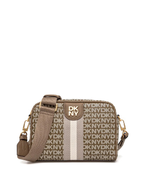 Женская сумка camera bag DKNY кожаная бежевая - фото 1 - Miraton