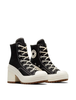 Женские кеды Converse Chuck 70 De Luxe Heel тканевые черные - фото 3 - Miraton