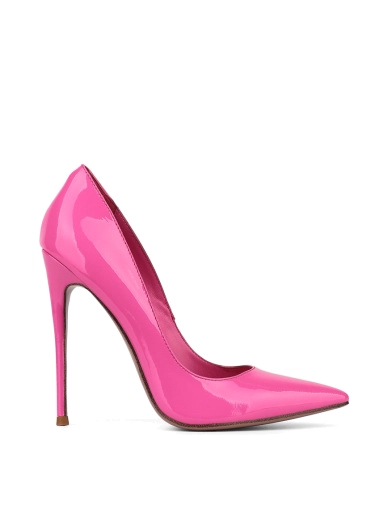 Жіночі туфлі з гострим носком лакові рожеві фото 1