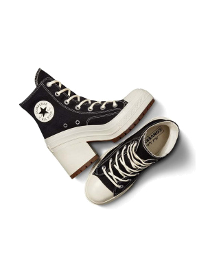 Женские кеды Converse Chuck 70 De Luxe Heel тканевые черные - фото 6 - Miraton