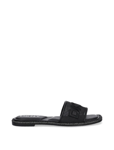 Женские шлепанцы DKNY кожаные черные фото 1