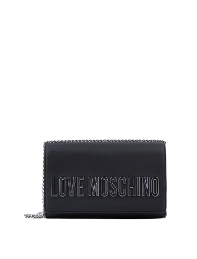 Жіноча сумка крос-боді Love Moschino з екошкіри чорна з логотипом фото 1