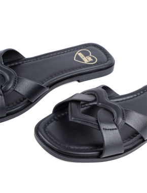 Жіночі шльопанці Love Moschino шкіряні чорні - фото 5 - Miraton