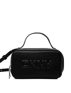 Женская сумка camera bag DKNY из экокожи черная с логотипом - фото 1 - Miraton
