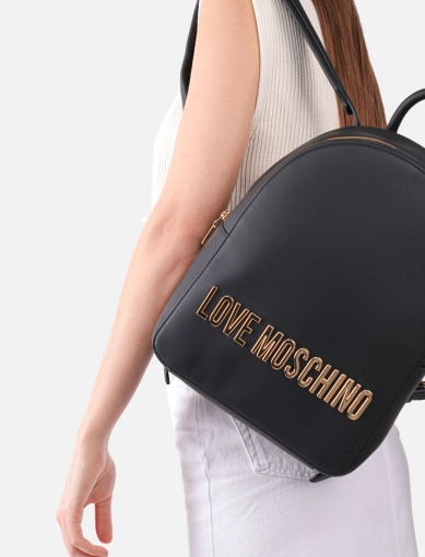 Рюкзак Love Moschino чорний з логотипом фото 1