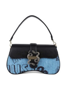 Женская сумка хобо Just Cavalli из экокожи синяя с декоративной застежкой - фото  - Miraton
