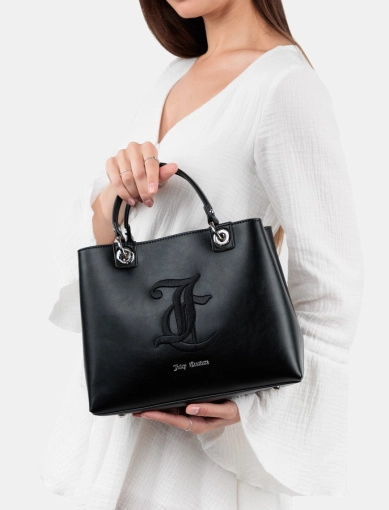 Жіноча сумка тоут Juicy Couture з екошкіри чорна з логотипом фото 1