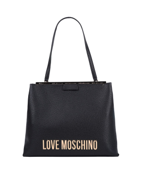 Жіноча сумка Love Moschino з екошкіри чорна з логотипом - фото 1 - Miraton