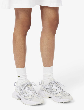 Женские кроссовки Lacoste велюровые белые - фото 6 - Miraton