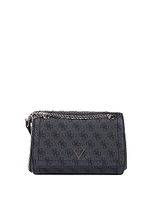 Жіноча сумка крос-боді Guess з екошкіри сіра з логотипом - фото  - Miraton