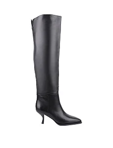 Жіночі ботфорти MIRATON шкіряні чорні з підкладкою з байки - фото  - Miraton