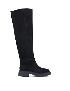 Жіночі ботфорти Attizzare велюрові чорні з підкладкою з натурального хутра - фото  - Miraton