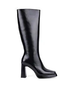 Женские сапоги JEFFREY CAMPBELL Maximal кожаные черные  с подкладкой из натуральной кожи - фото  - Miraton