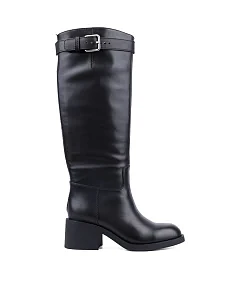 Жіночі чоботи MIRATON шкіряні чорні з підкладкою з натурального хутра - фото  - Miraton