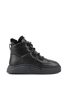 Жіночі черевики Attizzare шкіряні чорні з підкладкою з натурального хутра - фото  - Miraton