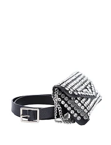 Жіночий ремінь з камінням чорний - фото  - Miraton