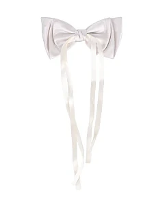 Заколка автомат для волосся біла з атласним бантом та стрічками - фото  - Miraton
