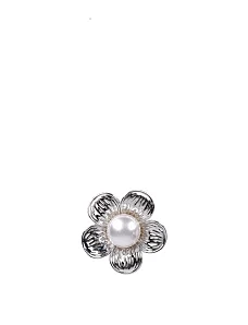 Каблучка квітка з перлами велика в сріблі - фото  - Miraton